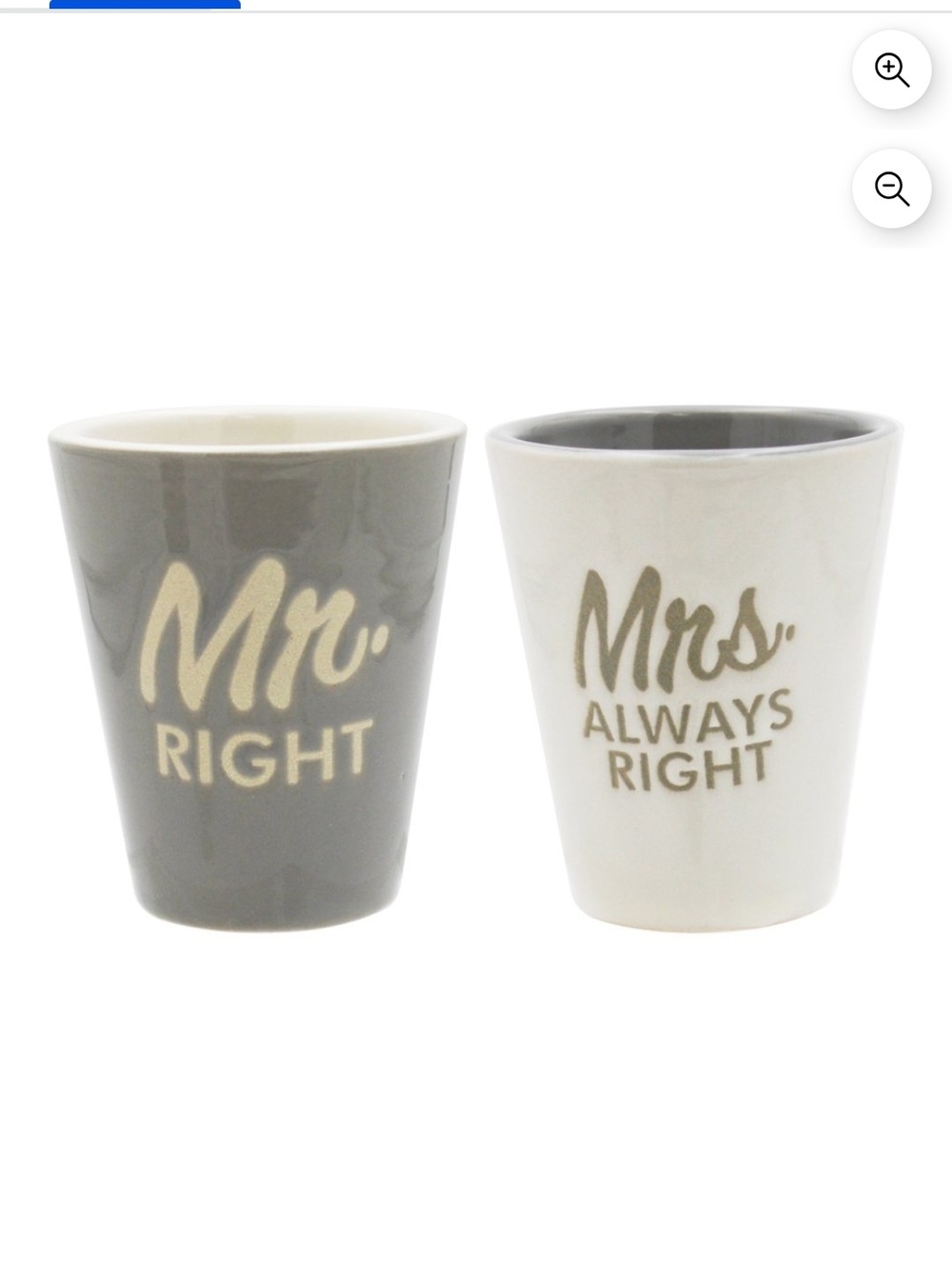 Mr. Right & Mrs. Always Right Ceramic Mug Set - Grey and White - Picture 2 of 4